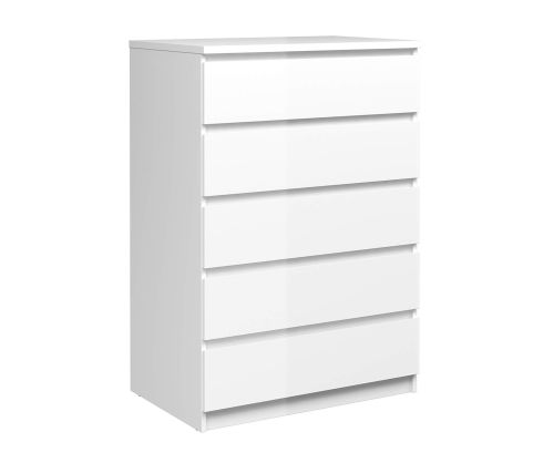 FTG Naia White High Gloss 5 Drawer Chest