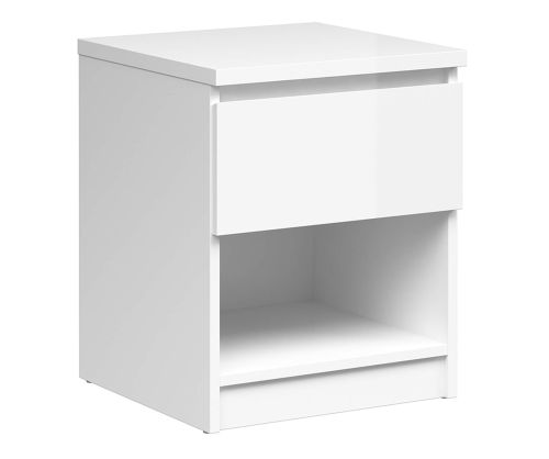 FTG Naia White High Gloss 1 Drawer Bedside with 1 Shelf