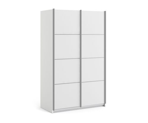 FTG Verona White 120cm Sliding Wardrobe with 2 Shelves