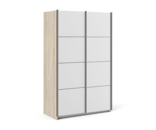 FTG Verona Oak with White Door 120cm Sliding Wardrobe with 3 Shelves
