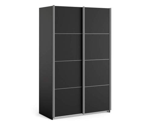 FTG Verona Black Matt with Black Matt Door 120cm Sliding Wardrobe with 2 Shelves