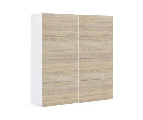 FTG Verona White with Oak Door 180cm Sliding Wardrobe with 2 Shelves