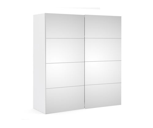 FTG Verona White with Mirror Door 180cm Sliding Wardrobe with 2 Shelves