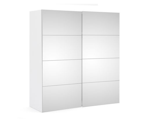 FTG Verona White with Mirror Door 180cm Sliding Wardrobe with 3 Shelves