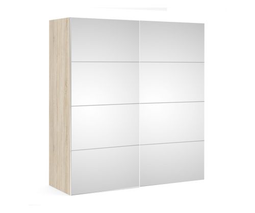 FTG Verona Oak with Mirror Door 180cm Sliding Wardrobe with 2 Shelves