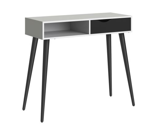 FTG Oslo White and Black Matt 1 Drawer 1 Shelf Console Table