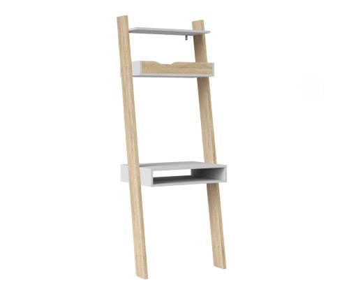 FTG Oslo White and Oak Leaning Desk