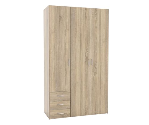 FTG Space Oak 3 Door 3 Drawer Wardrobe
