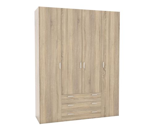 FTG Space Oak 4 Door 3 Drawer Wardrobe