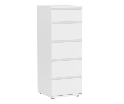 FTG Nova White 5 Drawer Narrow Chest