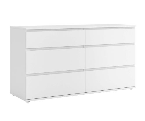 FTG Nova White 6 Drawer (3+3) Wide Chest