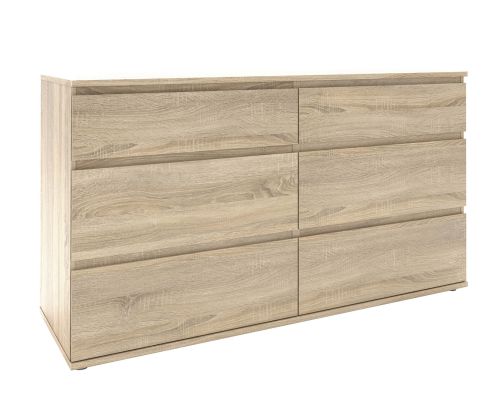 FTG Nova Oak 6 Drawer (3+3) Wide Chest