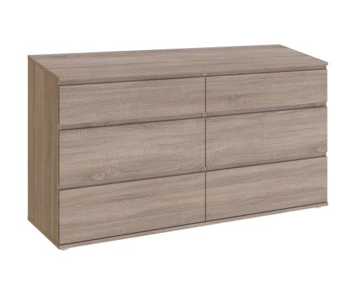 FTG Nova Truffle Oak 6 Drawer (3+3) Wide Chest