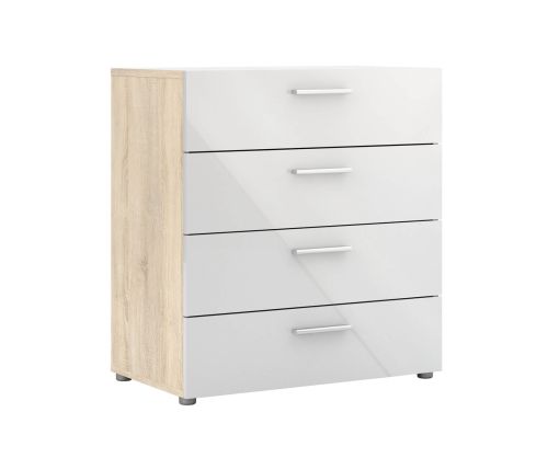 FTG Pepe Oak and White High Gloss 4 Drawer Chest