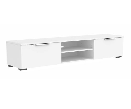 FTG Match White High Gloss 2 Drawers TV Unit with 2 Shelf