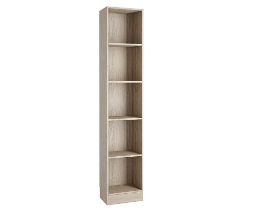 FTG Basic Oak Tall Narrow Bookcase with 4 Shelves