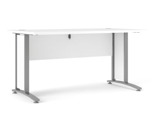 FTG Prima White 150cm Desk with Silver Grey Steel Legs
