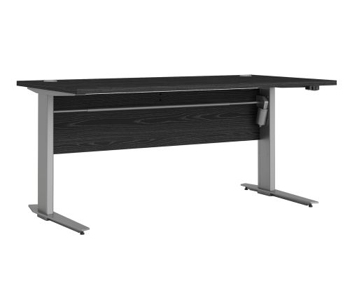 FTG Prima Black Woodgrain 150cm Desk with Silver Grey Steel Height Adjustable Legs with Electric Control
