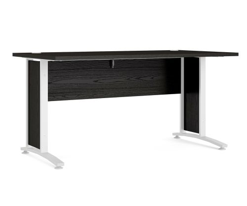 FTG Prima Black Woodgrain 150cm Desk with White Legs