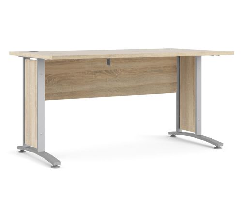 FTG Prima Oak 150cm Desk with Silver Grey Steel Legs