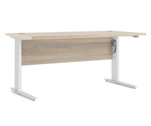 FTG Prima Oak 150cm Desk with White Height Adjustable Legs with Electric Control