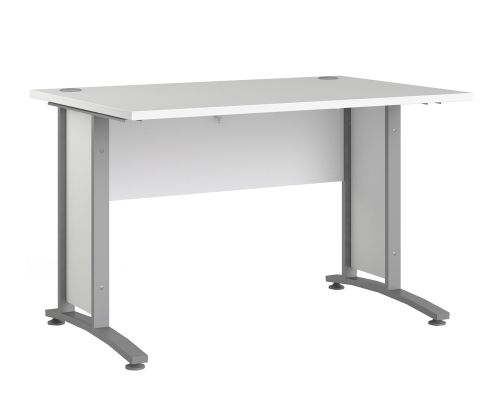 FTG Prima White 120cm Desk with Silver Grey Steel Legs