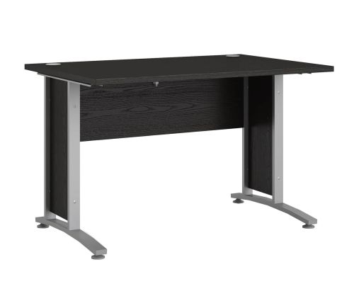 FTG Prima Black Woodgrain 120cm Desk with Silver Grey Steel Legs