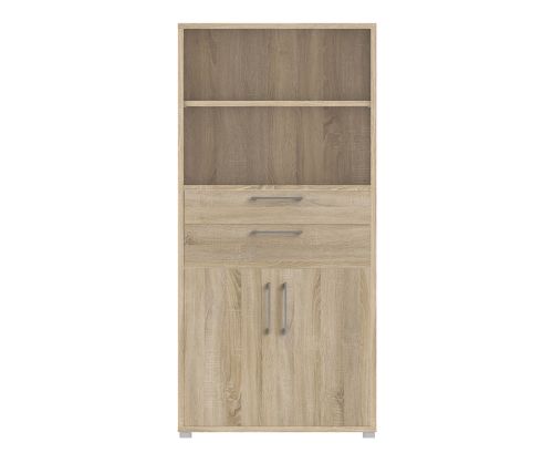 FTG Prima Oak 2 Drawer 2 Door Bookcase with 4 Shelves