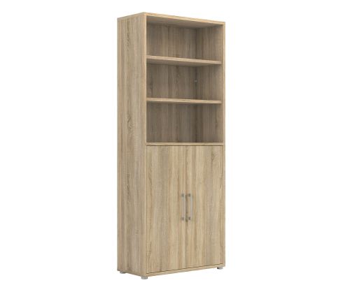 FTG Prima Oak 2 Door Bookcase with 5 Shelves
