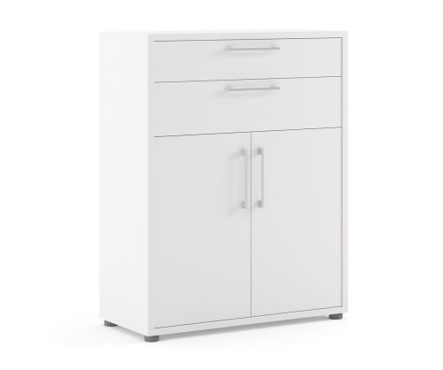 FTG Prima White 2 Drawer 2 Door Bookcase with 2 Shelves