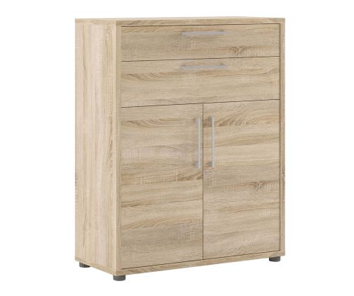 FTG Prima Oak 2 Drawer 2 Door Bookcase with 2 Shelves