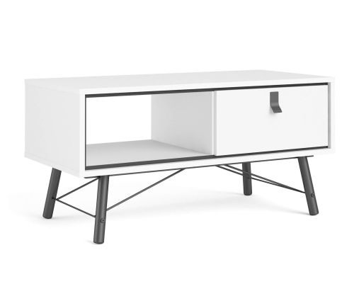 FTG Ry Matt White 1 Drawer Coffee Table