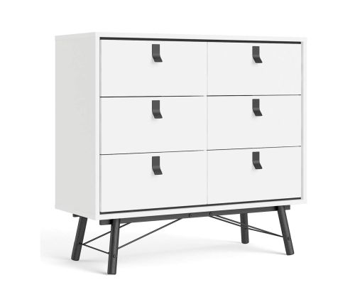 FTG Ry Matt White 6 Drawer Double Chest