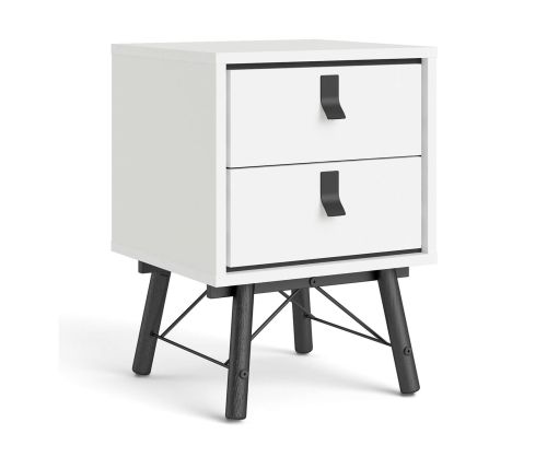 FTG Ry Matt White 2 drawer Bedside Cabinet