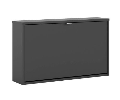 FTG Shoes Matt Black Shoe Cabinet W. 1 Tilting Door and 1 Layer