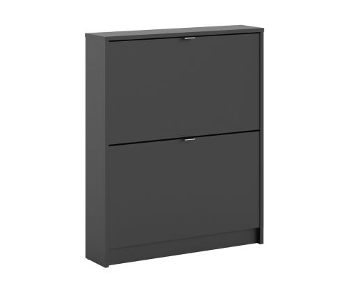 FTG Shoes Matt Black Shoe Cabinet W. 2 Tilting Door and 1 Layer
