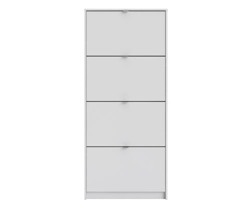 FTG Shoes White Shoe Cabinet W. 4 Tilting Door and 1 Layer