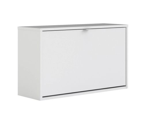 FTG Shoes White Shoe Cabinet W. 1 Tilting Door and 2 Layer