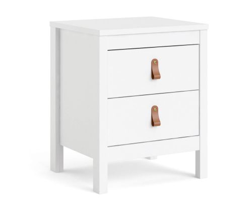 FTG Barcelona White 2 Drawer Bedside Table