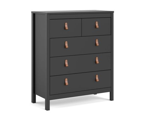 FTG Barcelona Matt Black 3 + 2 Drawer Chest