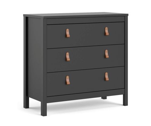 FTG Barcelona Matt Black 3 Drawer Chest