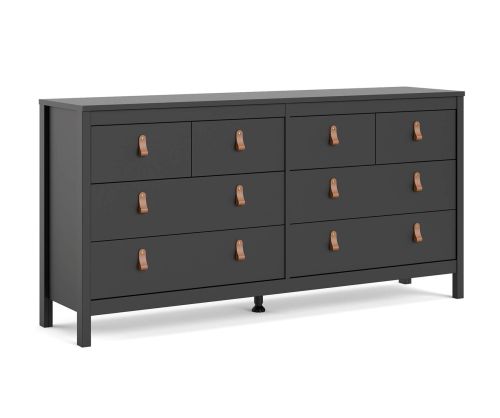 FTG Barcelona Matt Black 4 + 4 Drawer Double Dresser