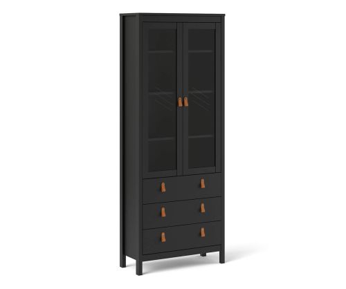 FTG Barcelona Matt Black 2 Door 3 Drawer China Cabinet