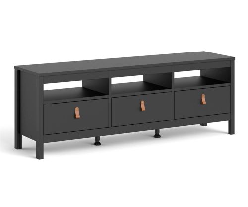FTG Barcelona Matt Black 3 Drawer TV Unit