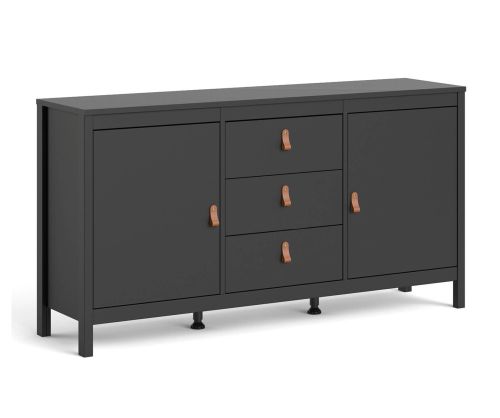 FTG Barcelona Matt Black 2 Door 3 Drawer Sideboard