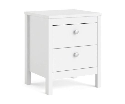 FTG Madrid White 2 Drawer Bedside Table