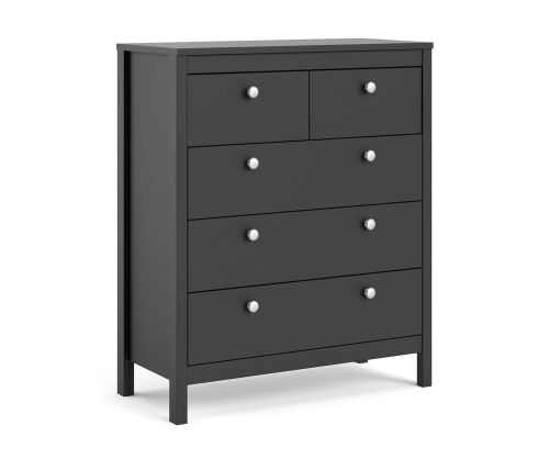 FTG Madrid Matt Black 3 + 2 Drawer Chest