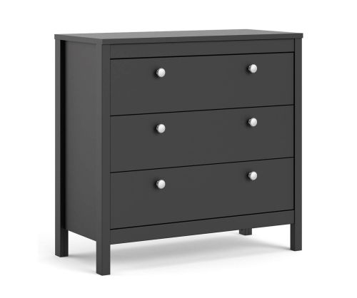 FTG Madrid Matt Black 3 Drawer Chest