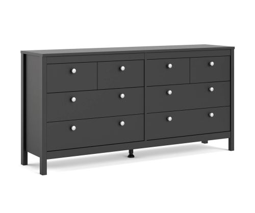 FTG Madrid Matt Black 4 + 4 Drawer Double Dresser