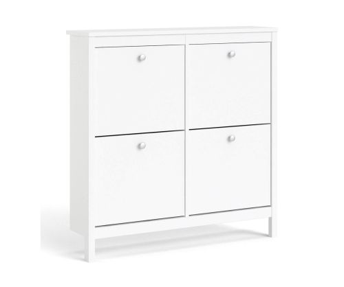 FTG Madrid White 4 Compartment Shoe Cabinet